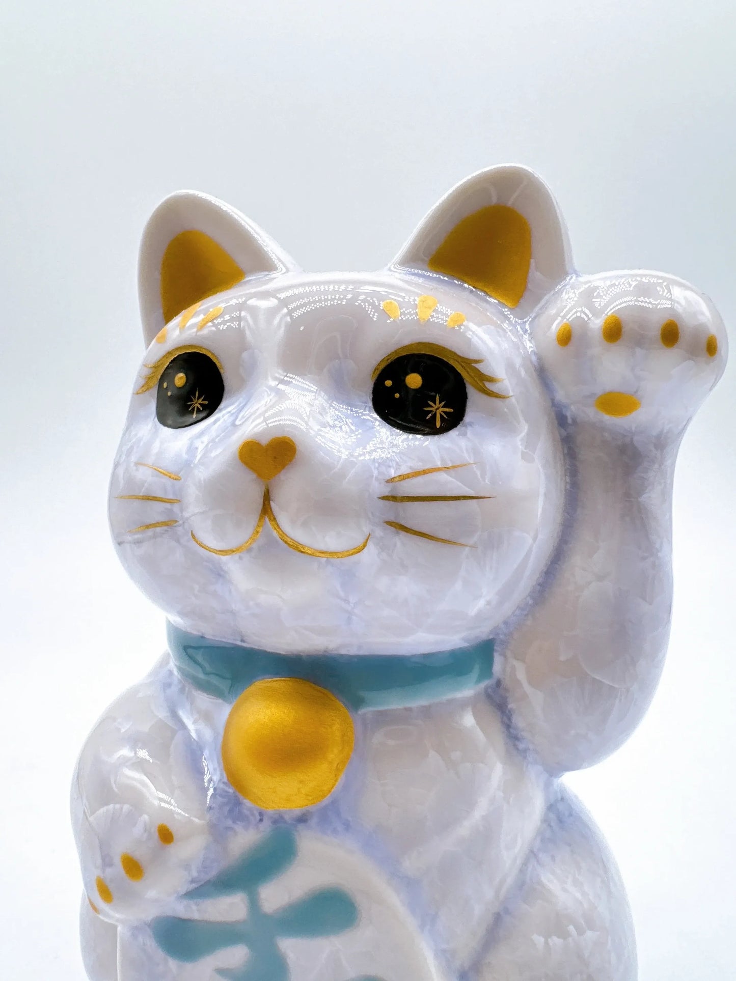 日本清水烧招财猫 花结晶 藤 千万两 左