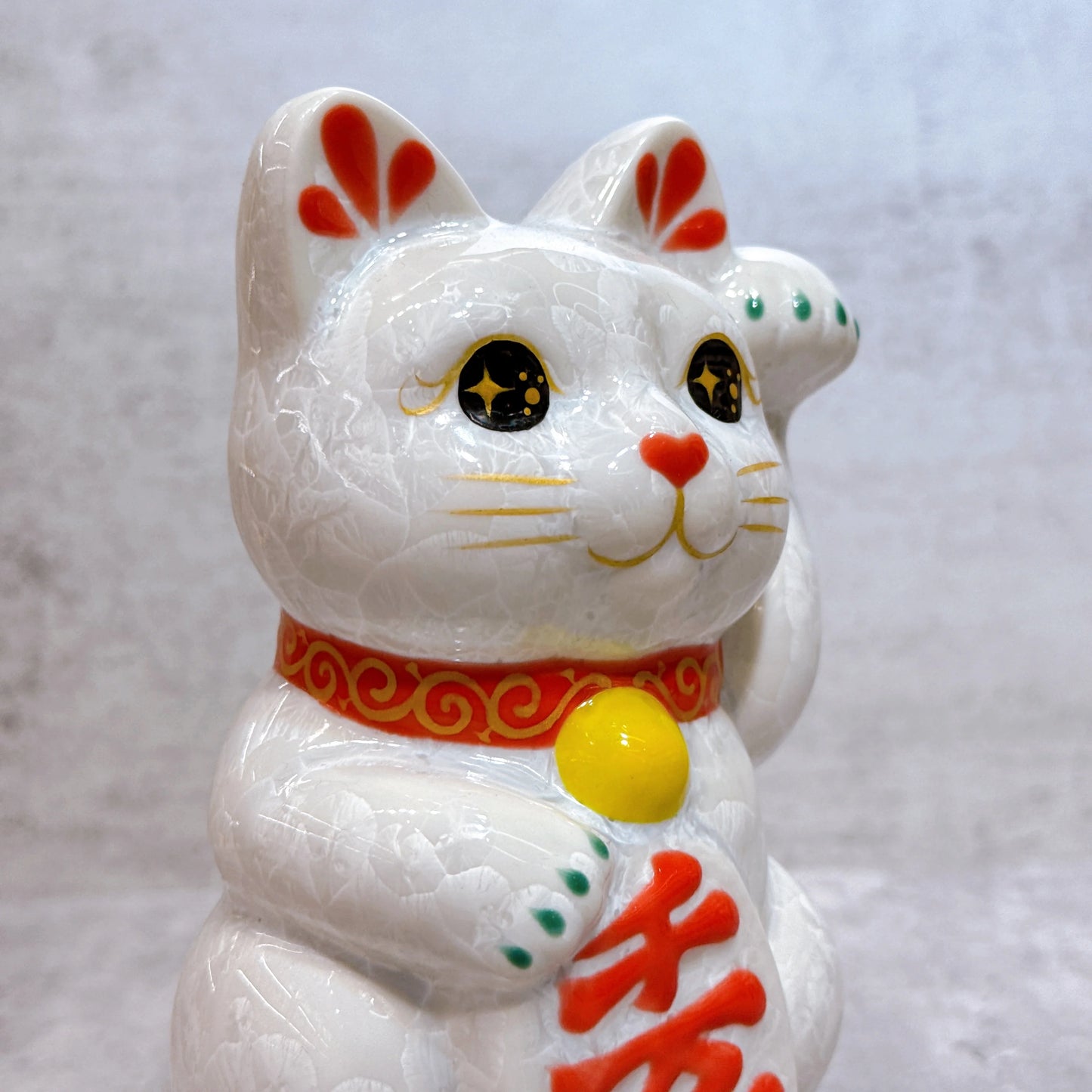 日本清水燒招財貓 花結晶 白 千万両 左