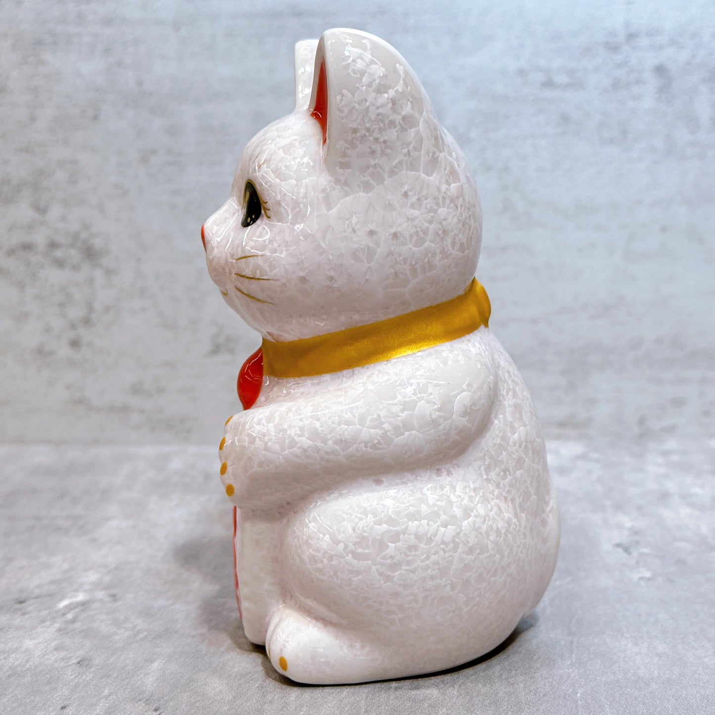日本清水燒招財貓 花結晶 粉 開運 右