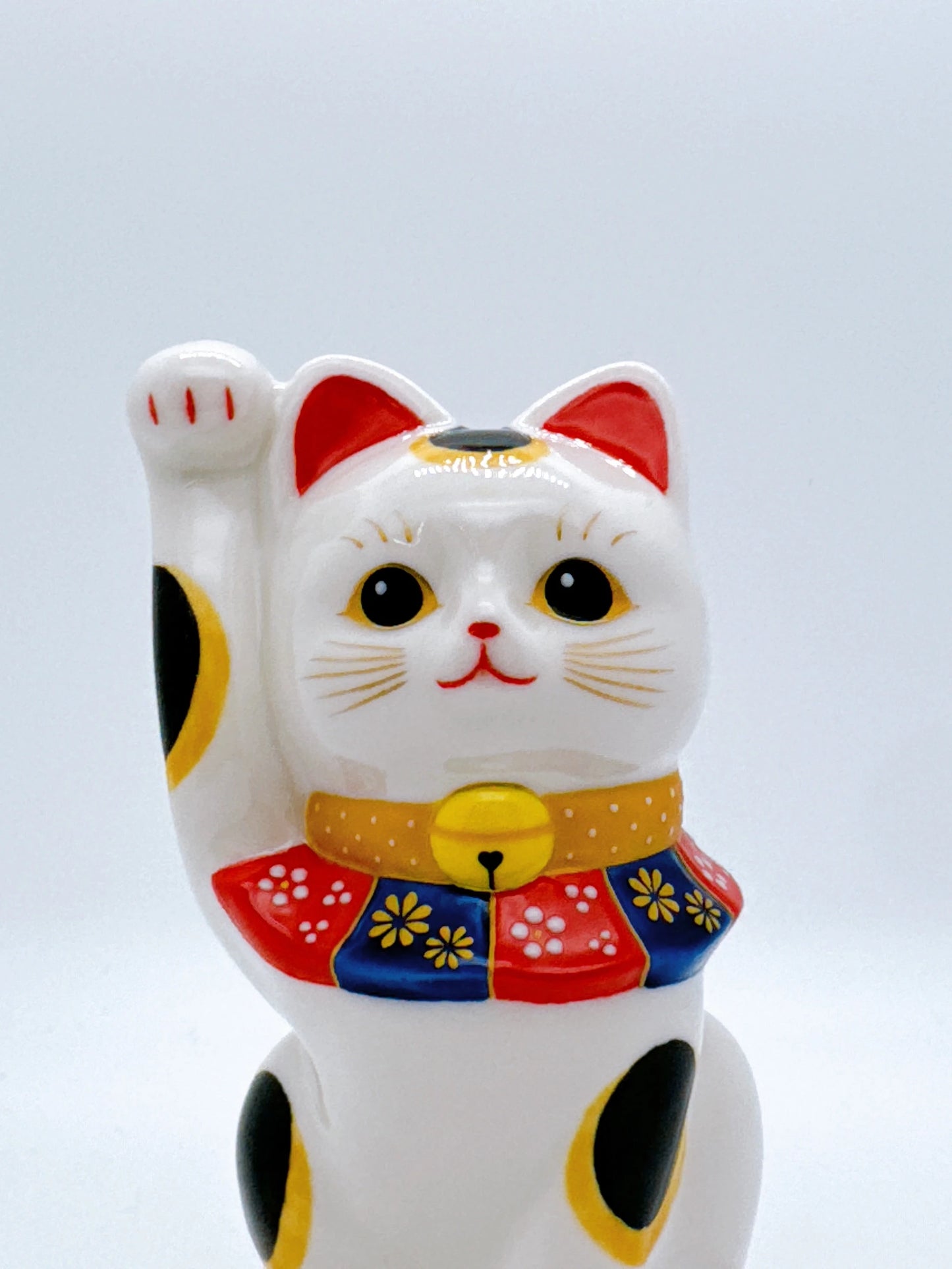 日本清水燒招財貓 色繪 三毛