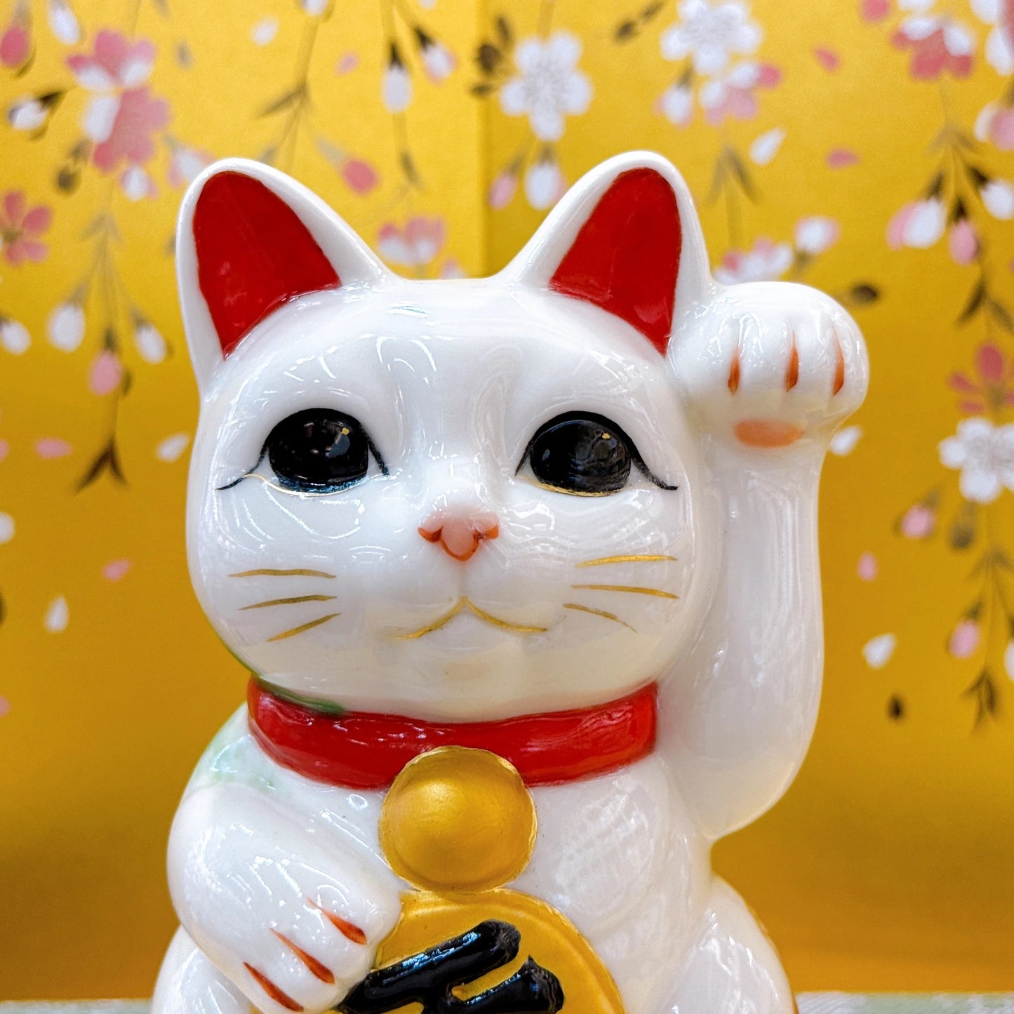 日本清水烧招财猫 仫绘 樱佛猫