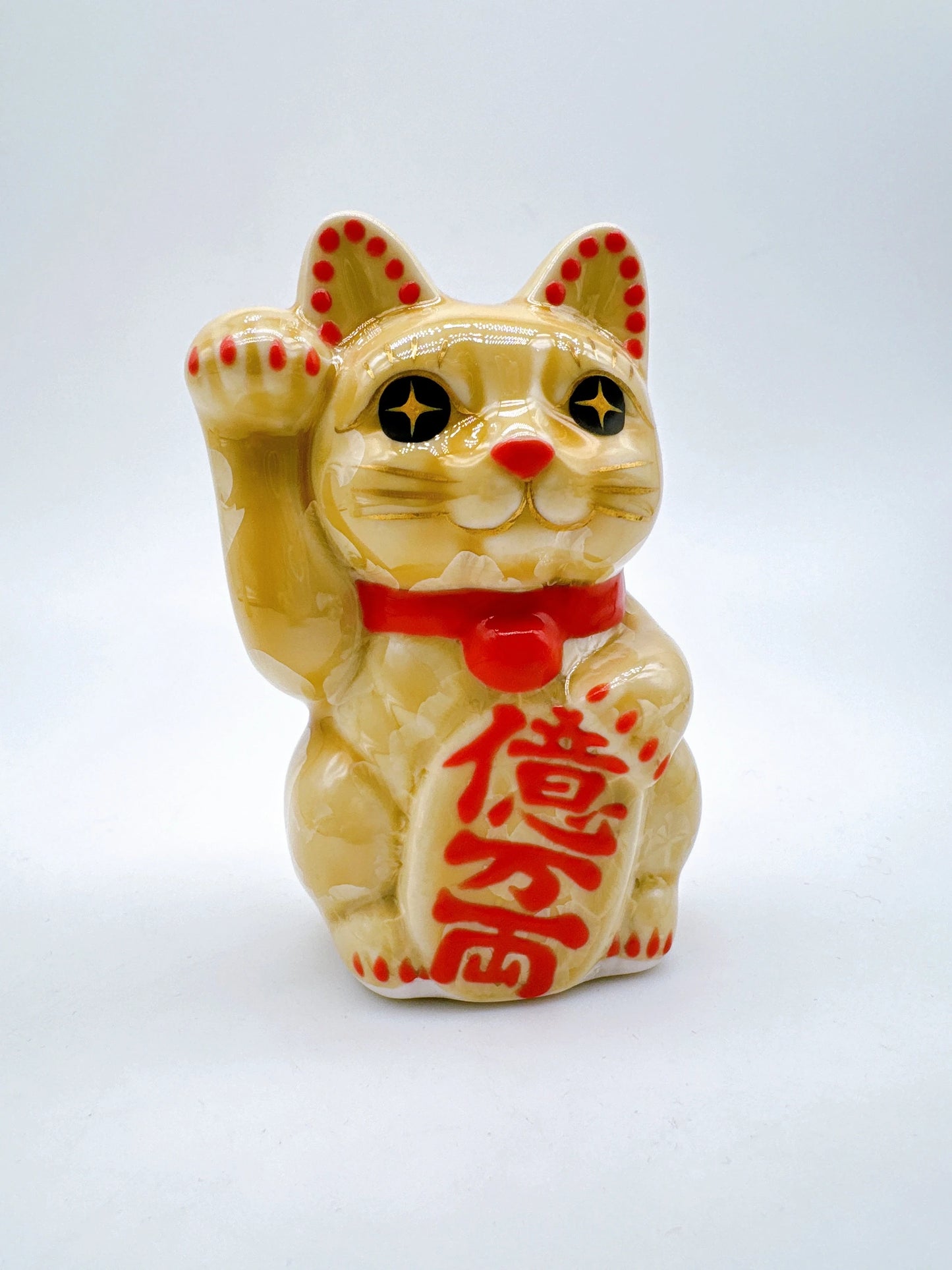日本清水烧招财猫 花结晶 金花 亿万两 右 特小