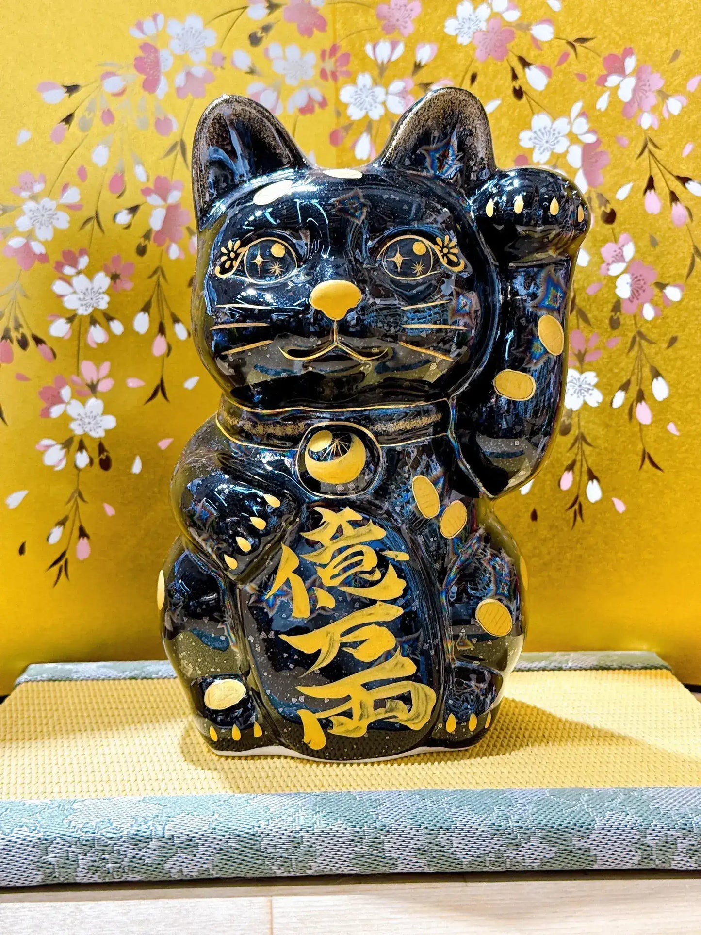 日本清水燒招財貓 星結晶 金幣 特大