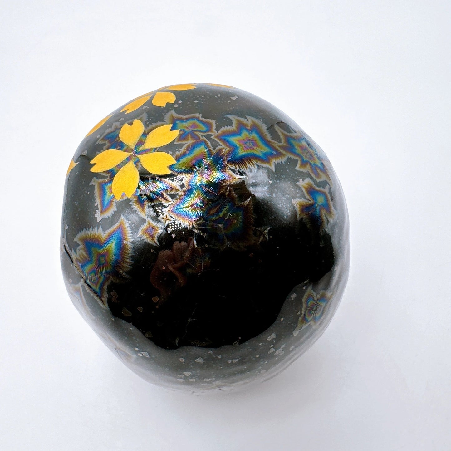 日本清水燒達摩 星結晶X金彩櫻 小號