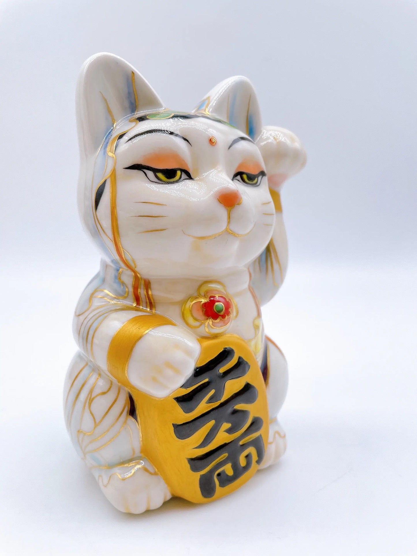 日本清水烧招财猫 仫绘 观音
