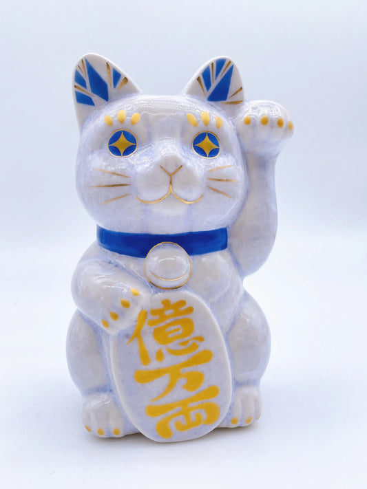 日本清水燒招財貓 花結晶 藤 億萬両