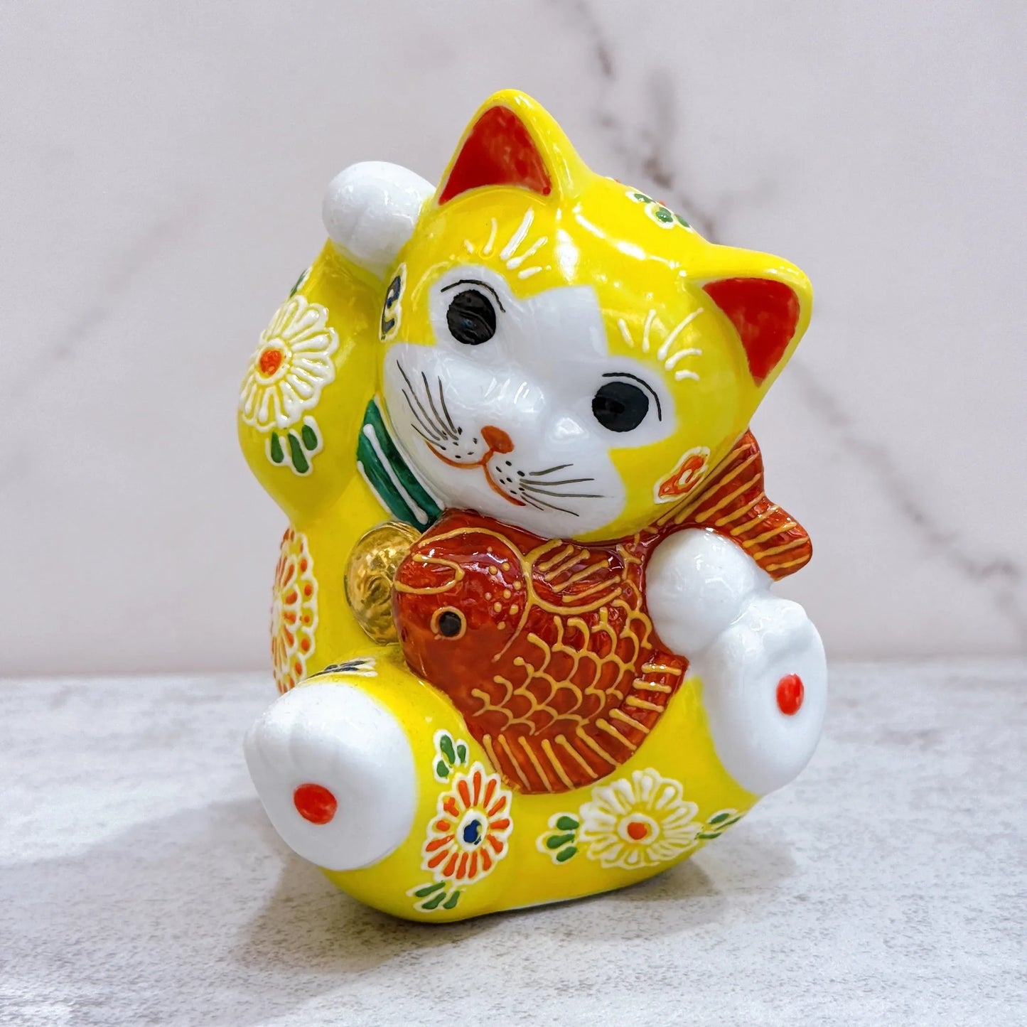 日本九谷烧招财猫黄樱鲤