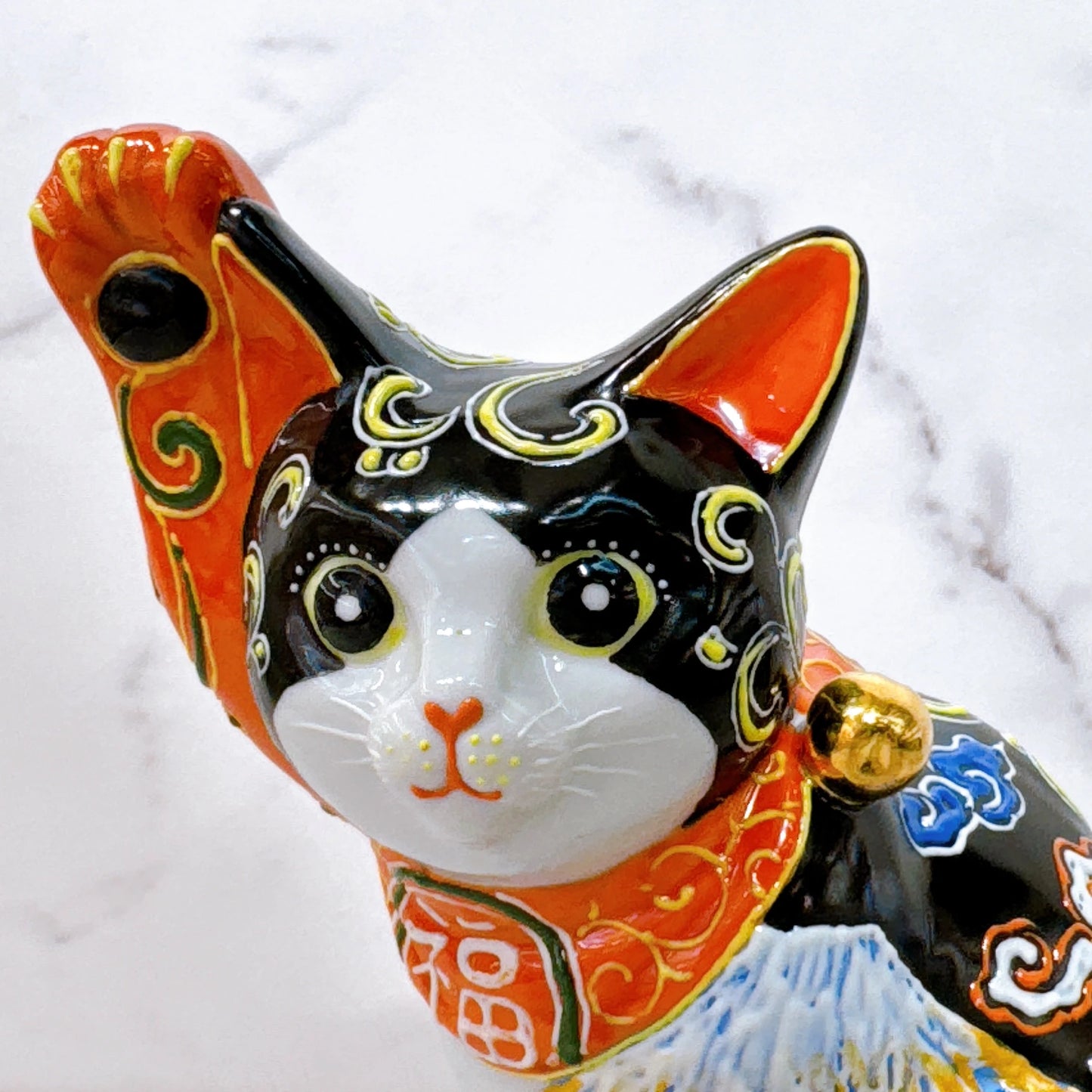 日本九谷烧招财猫 白富土菊水