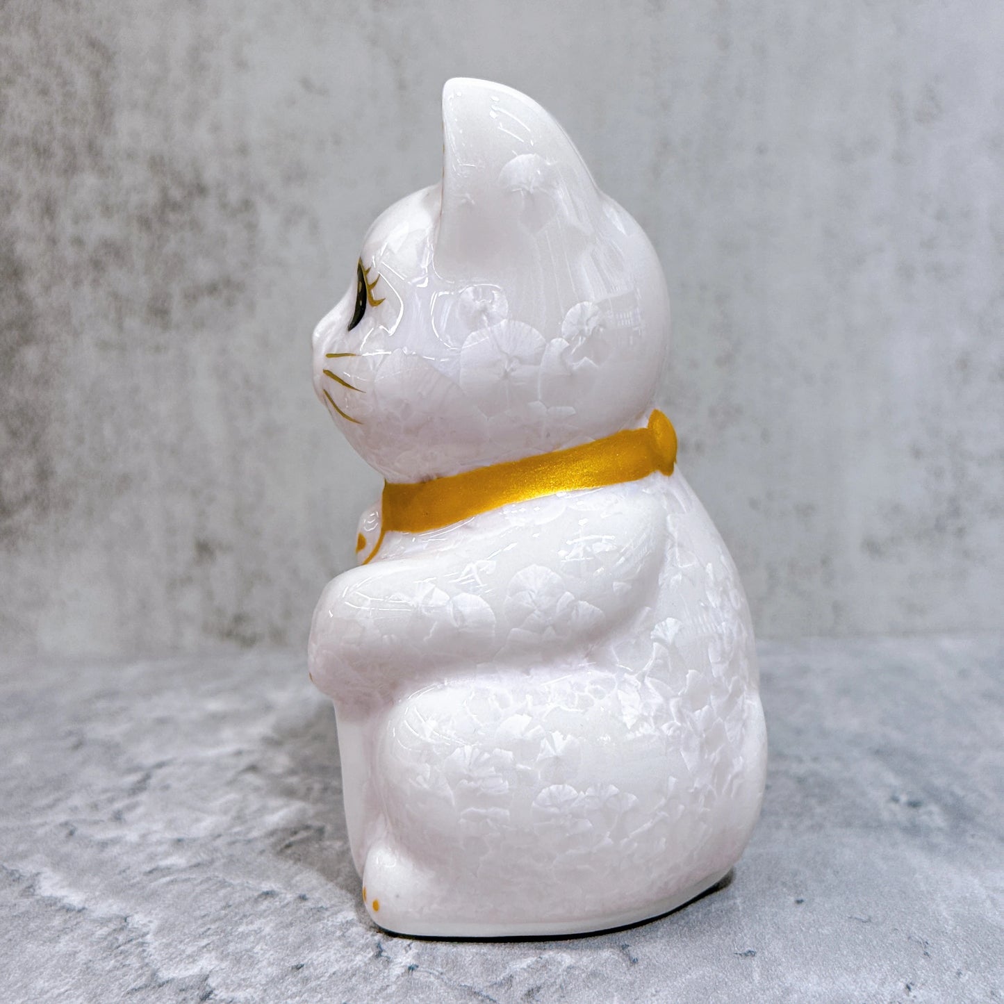 日本清水燒招財貓 花結晶 桃 健康 右 特小