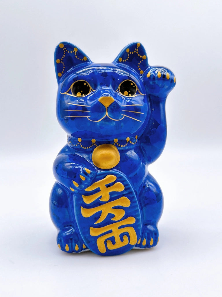 日本清水烧招财猫 琉璃 千万两 左