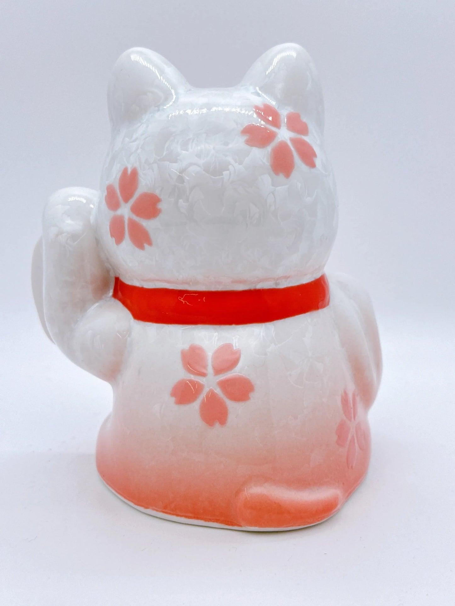 日本清水燒招財貓 達摩 花結晶 桃白 幸福