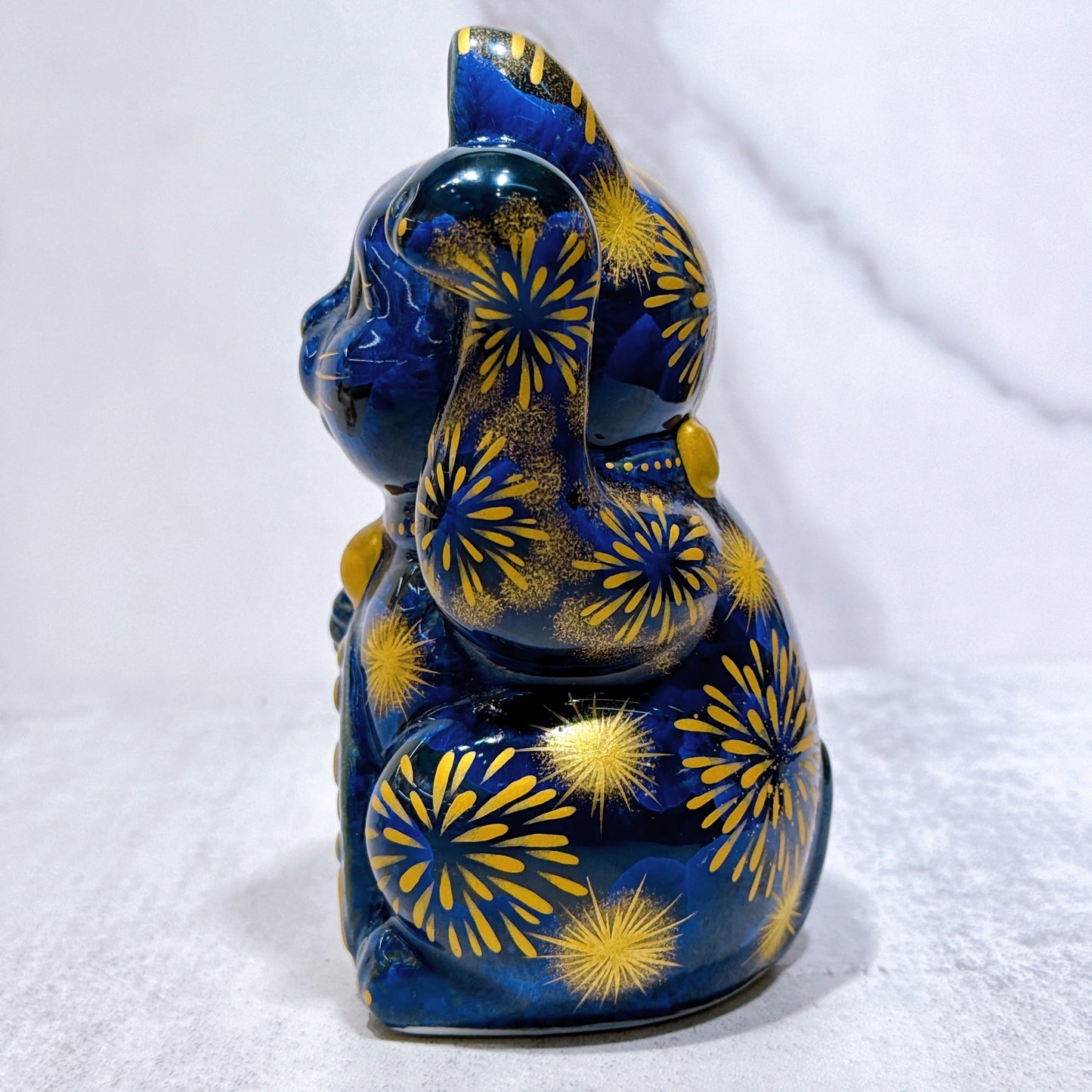日本清水燒招財貓 青墨 花火 千万両
