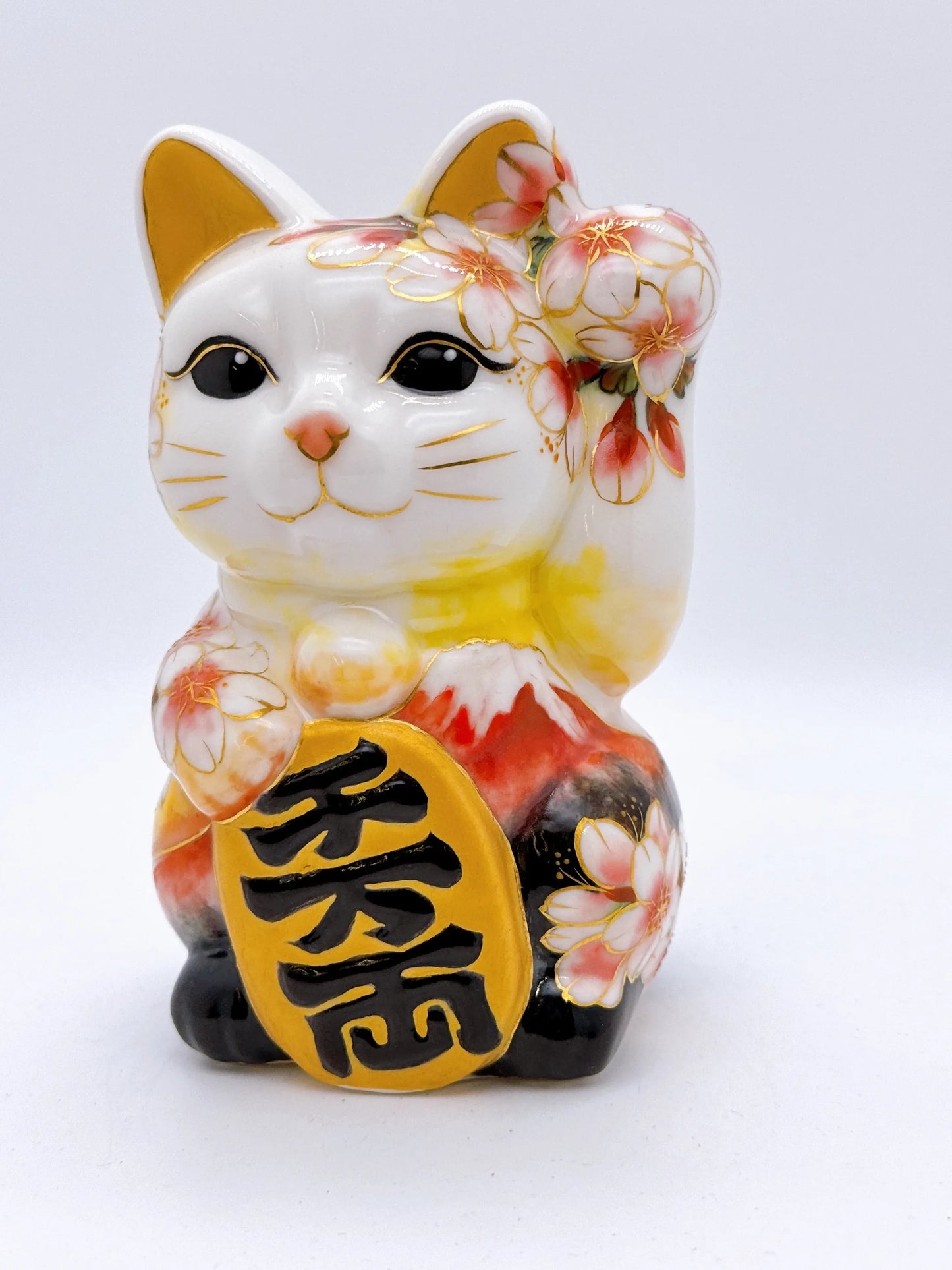 日本清水燒招財貓 色繪 日和富士櫻