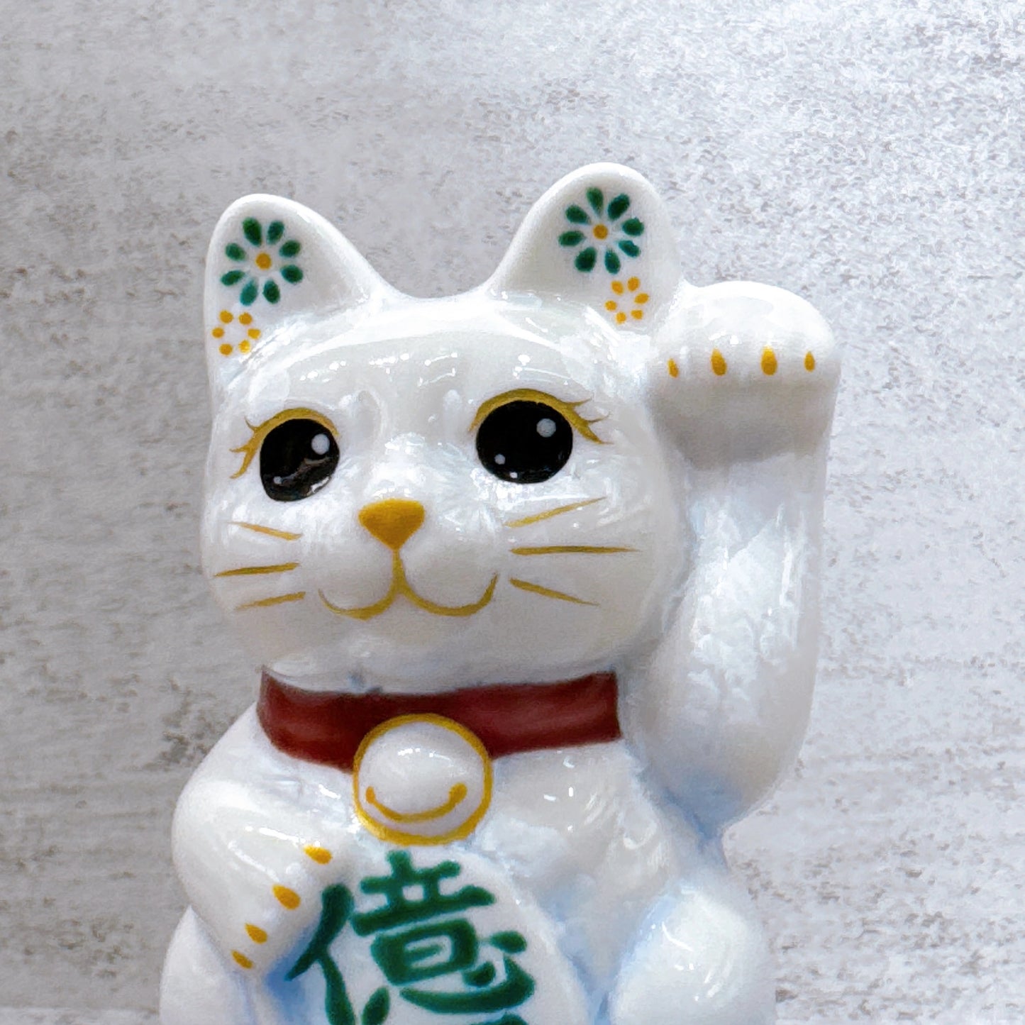 日本清水燒招財貓 花結晶 青白 億万両 左 特小
