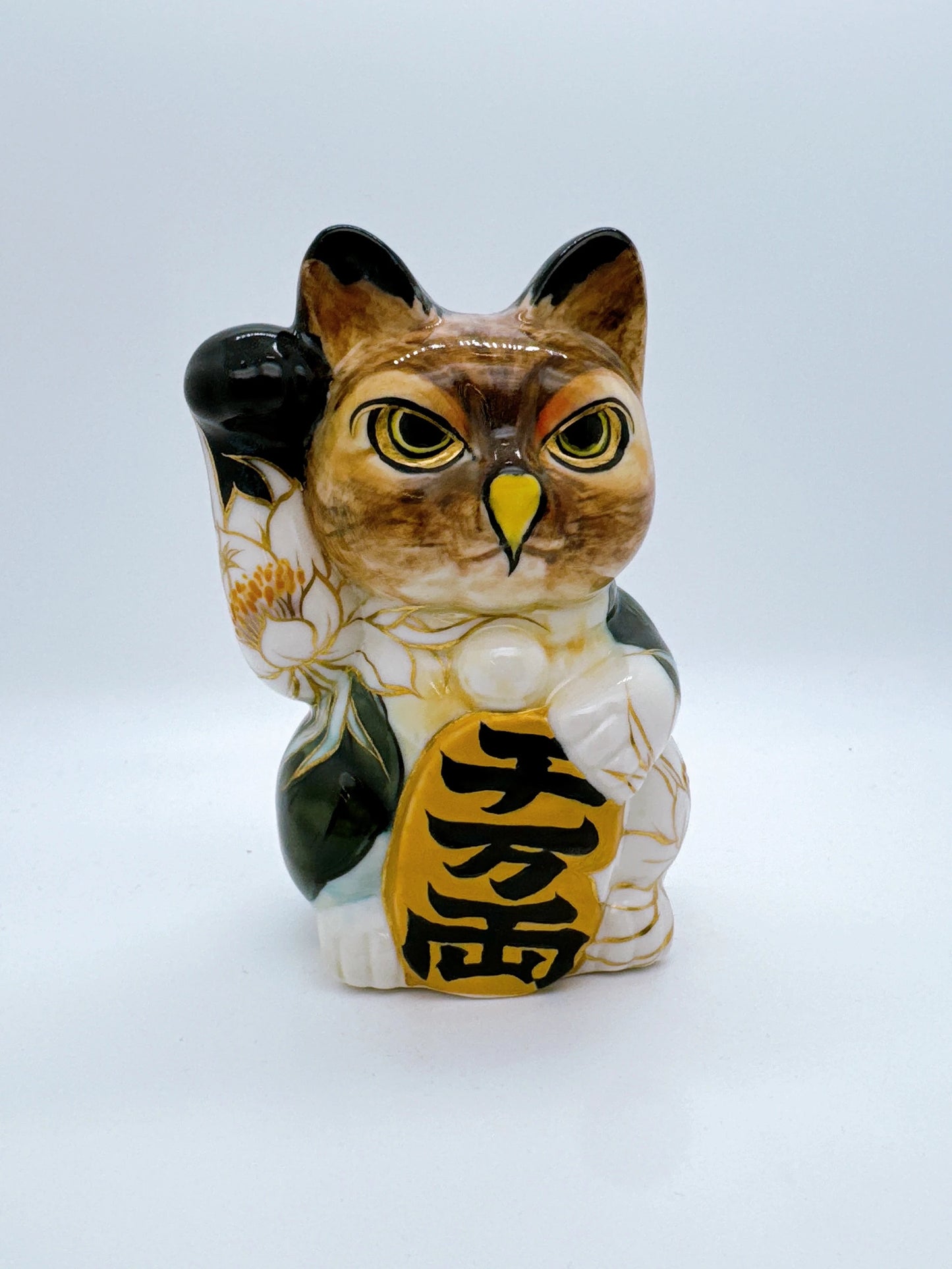 日本清水燒招財貓 貓頭鷹