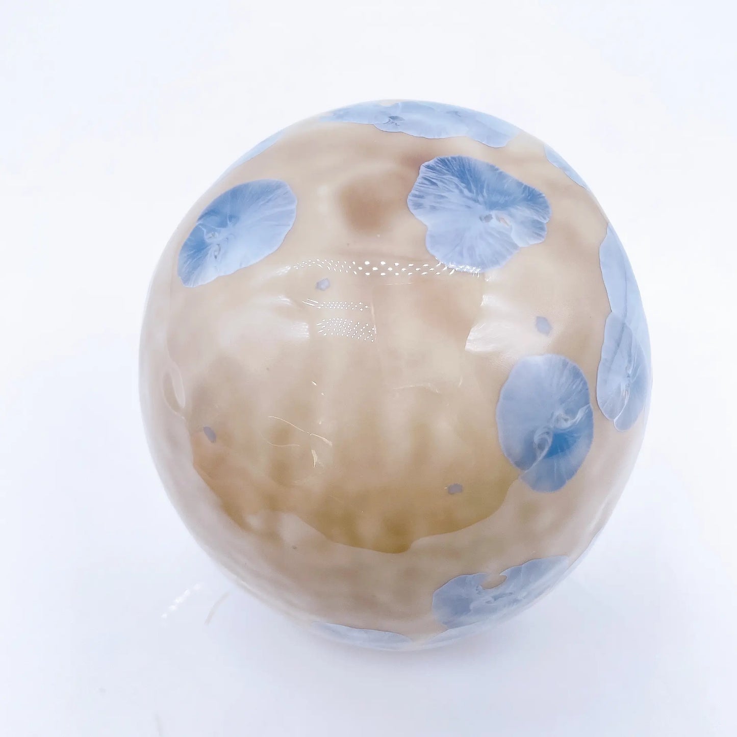 日本清水燒達摩 花結晶 銀藤X金彩 小