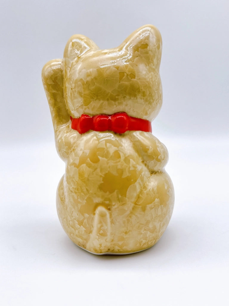 日本清水烧招财猫 花结晶 金花 千万两 左