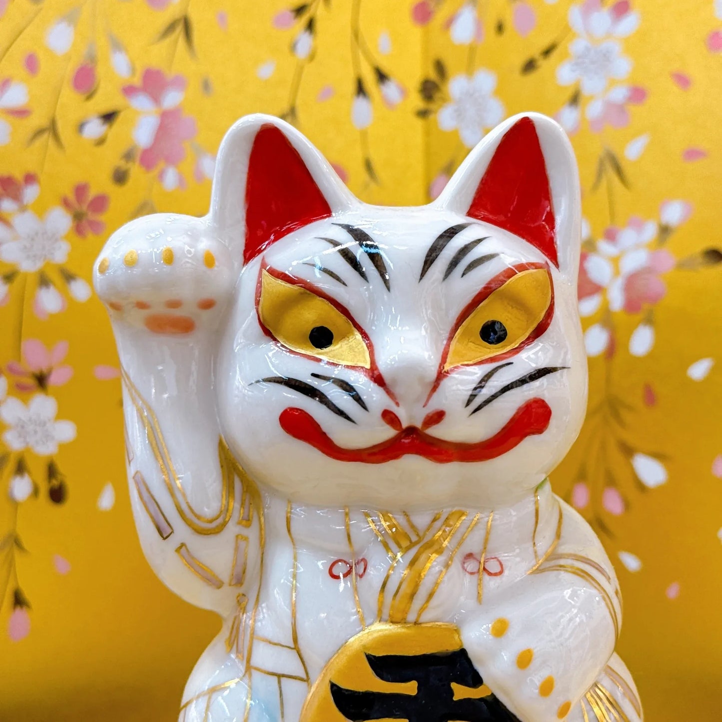 日本清水烧招财猫白狐