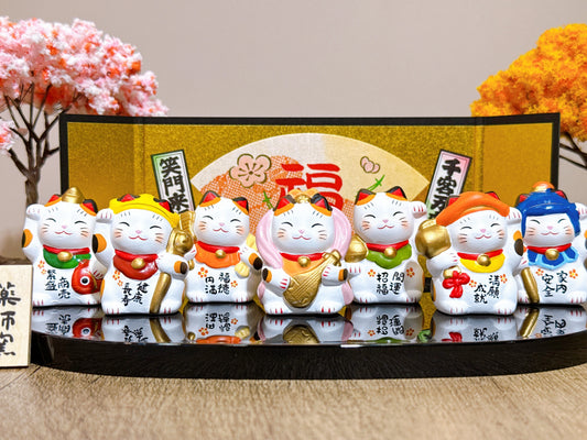 日本錦彩七福神招財貓 套裝 小號
