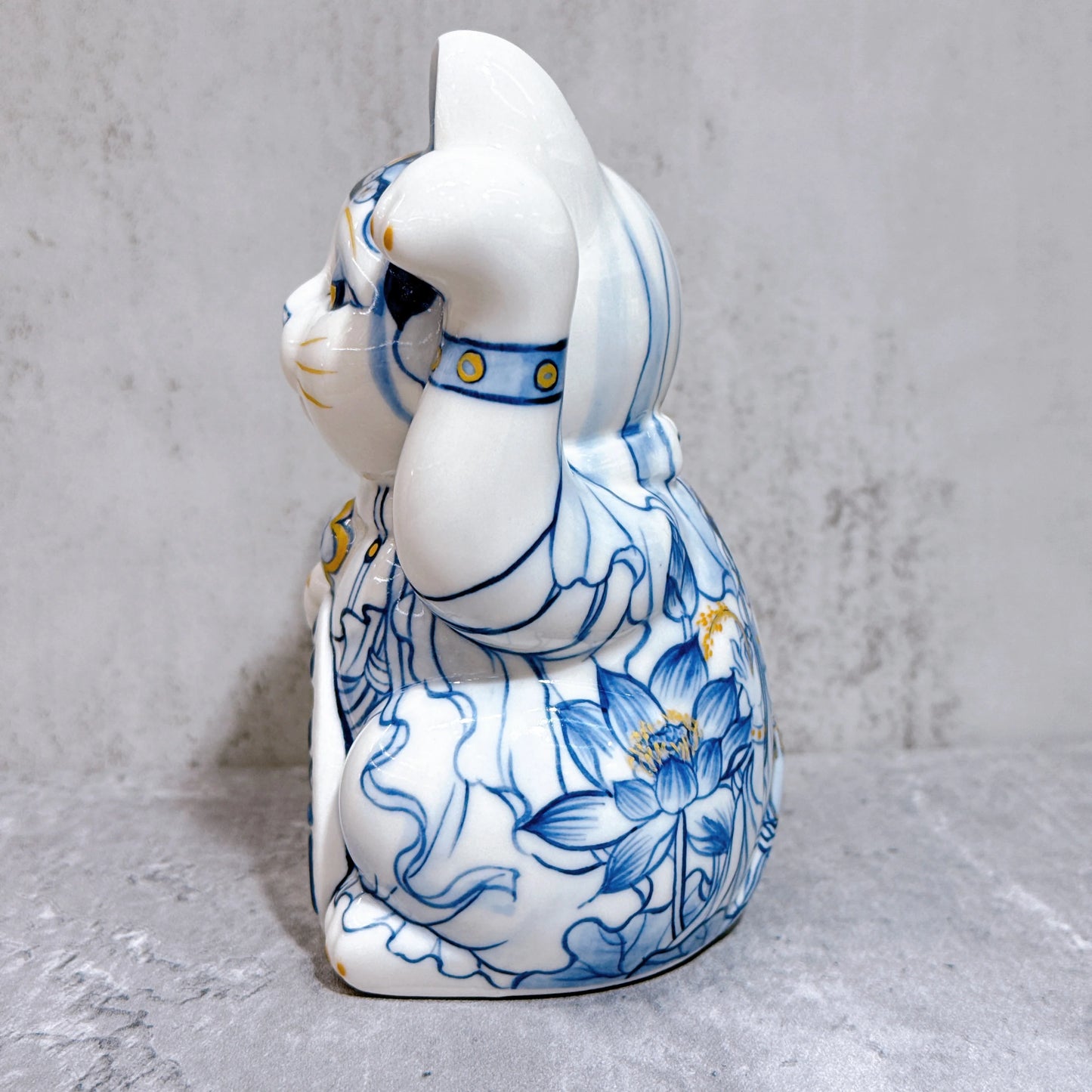 日本清水燒招財貓 染付 觀音菩薩