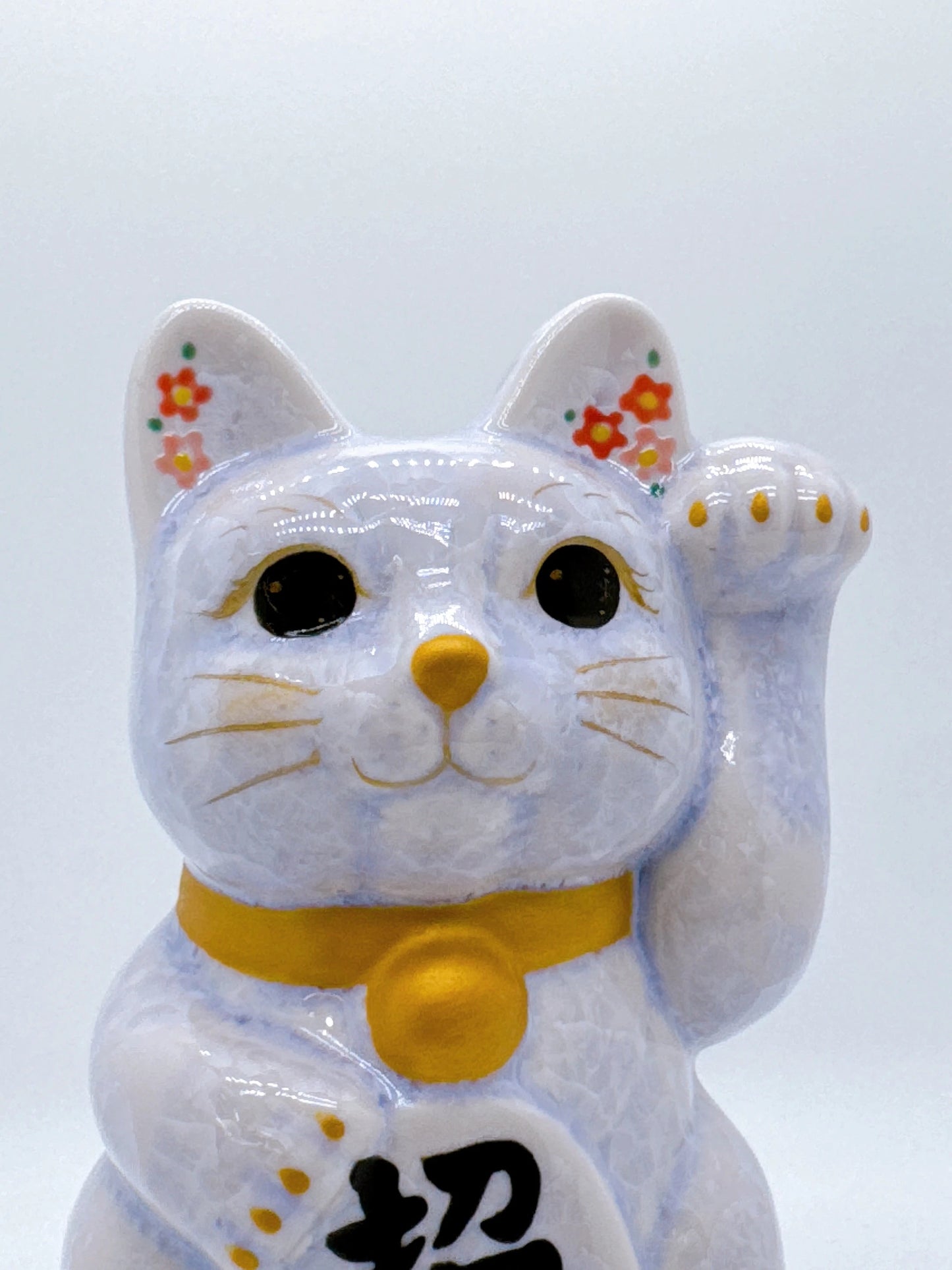 日本清水燒招財貓 花結晶 藤 招福 中號 左