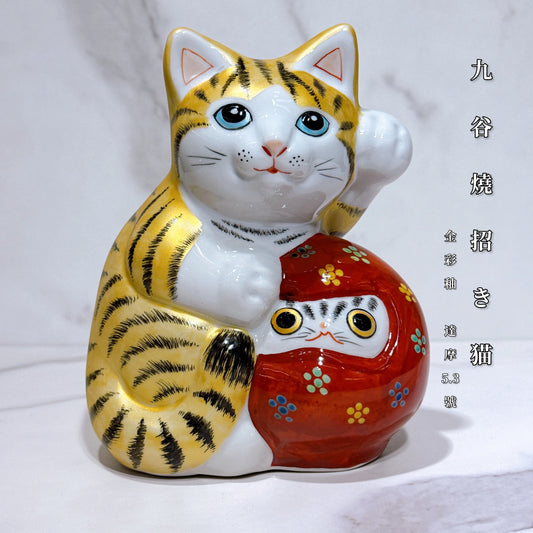 日本九谷燒招財貓 金彩釉 達摩 5.3號