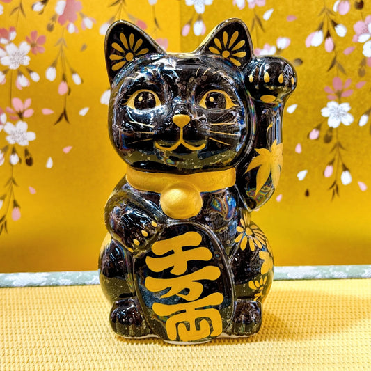 日本清水燒招財貓 星結晶 金彩日和