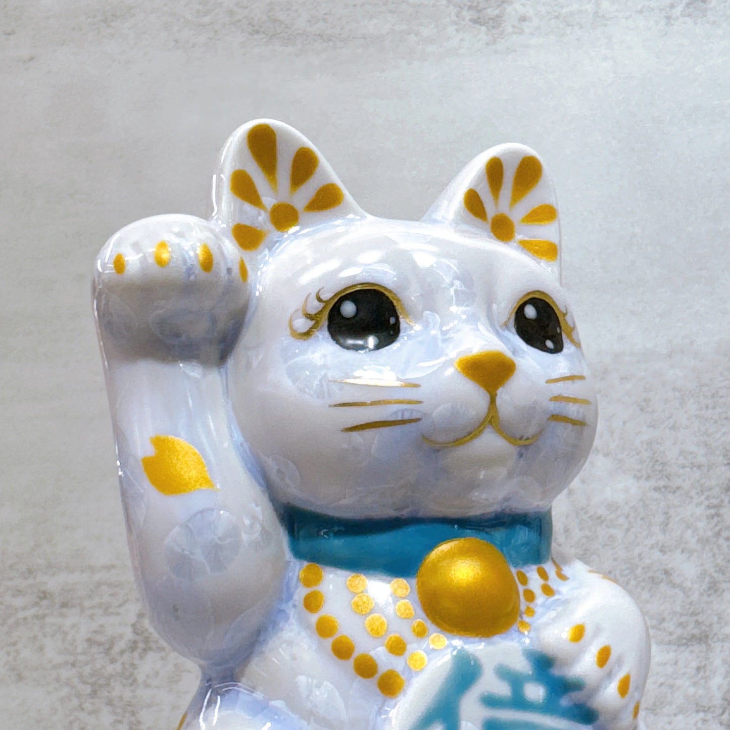日本清水燒招財貓 花結晶 藤 体金櫻 億万両 右