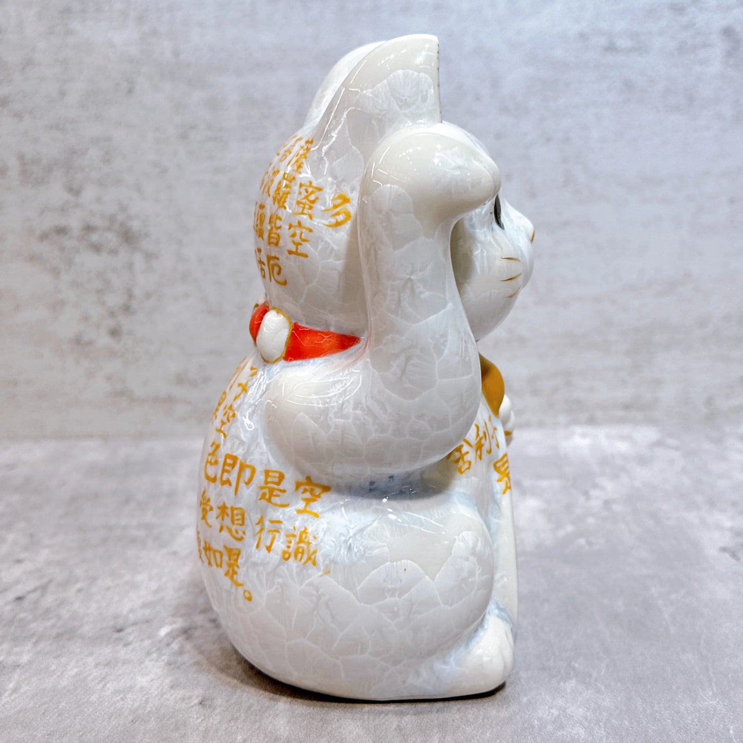 日本清水燒招財貓 花結晶 心經 白 右
