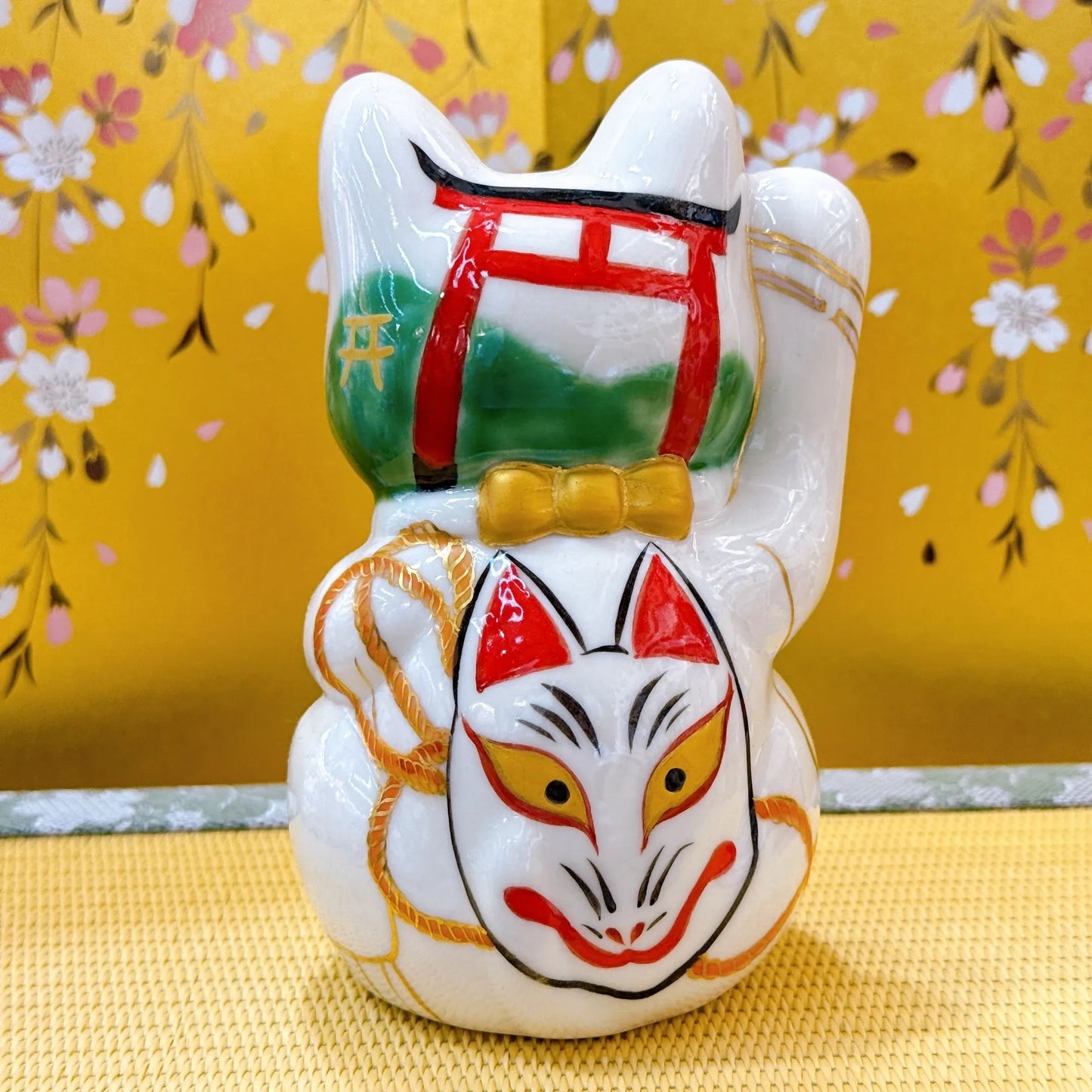 日本清水烧招财猫白狐