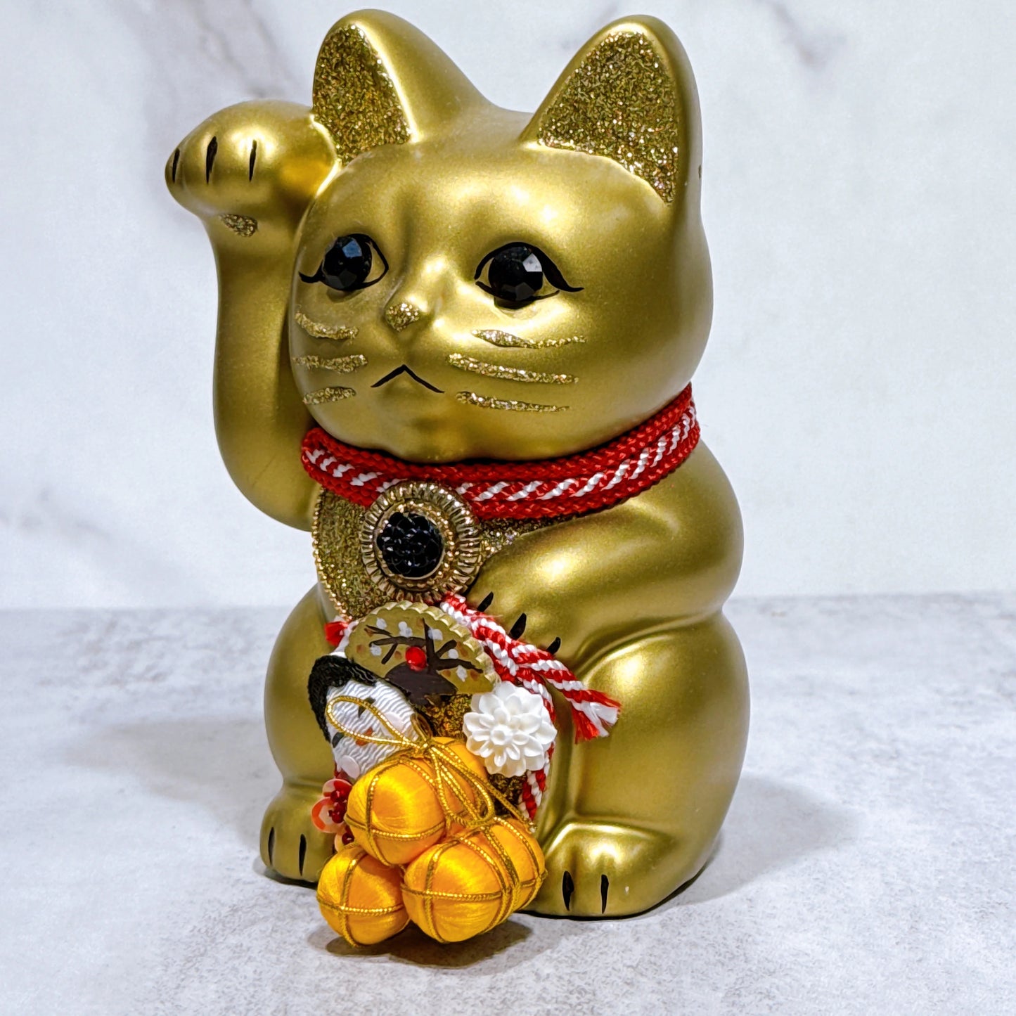 日本花見招財貓 日和元 金 5號 右