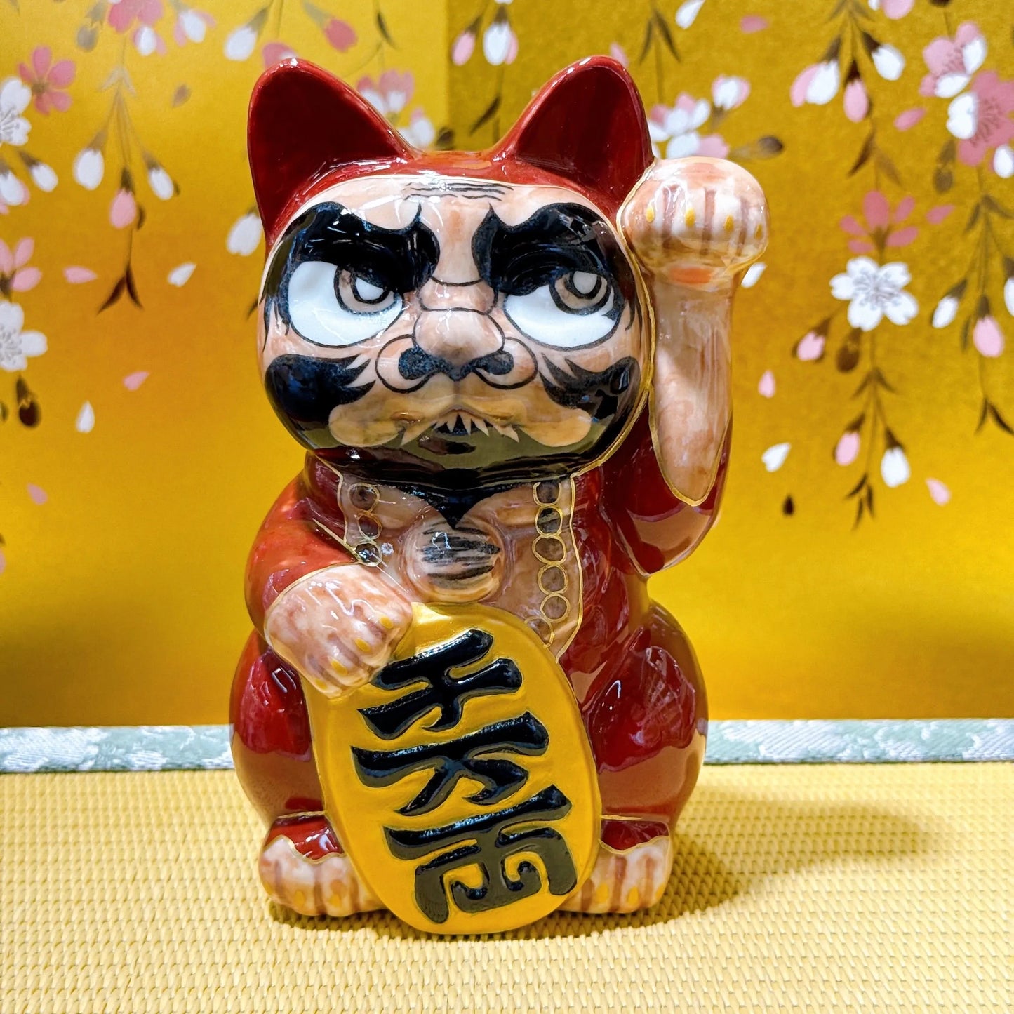 日本清水烧招财猫 仫绘 达摩大师