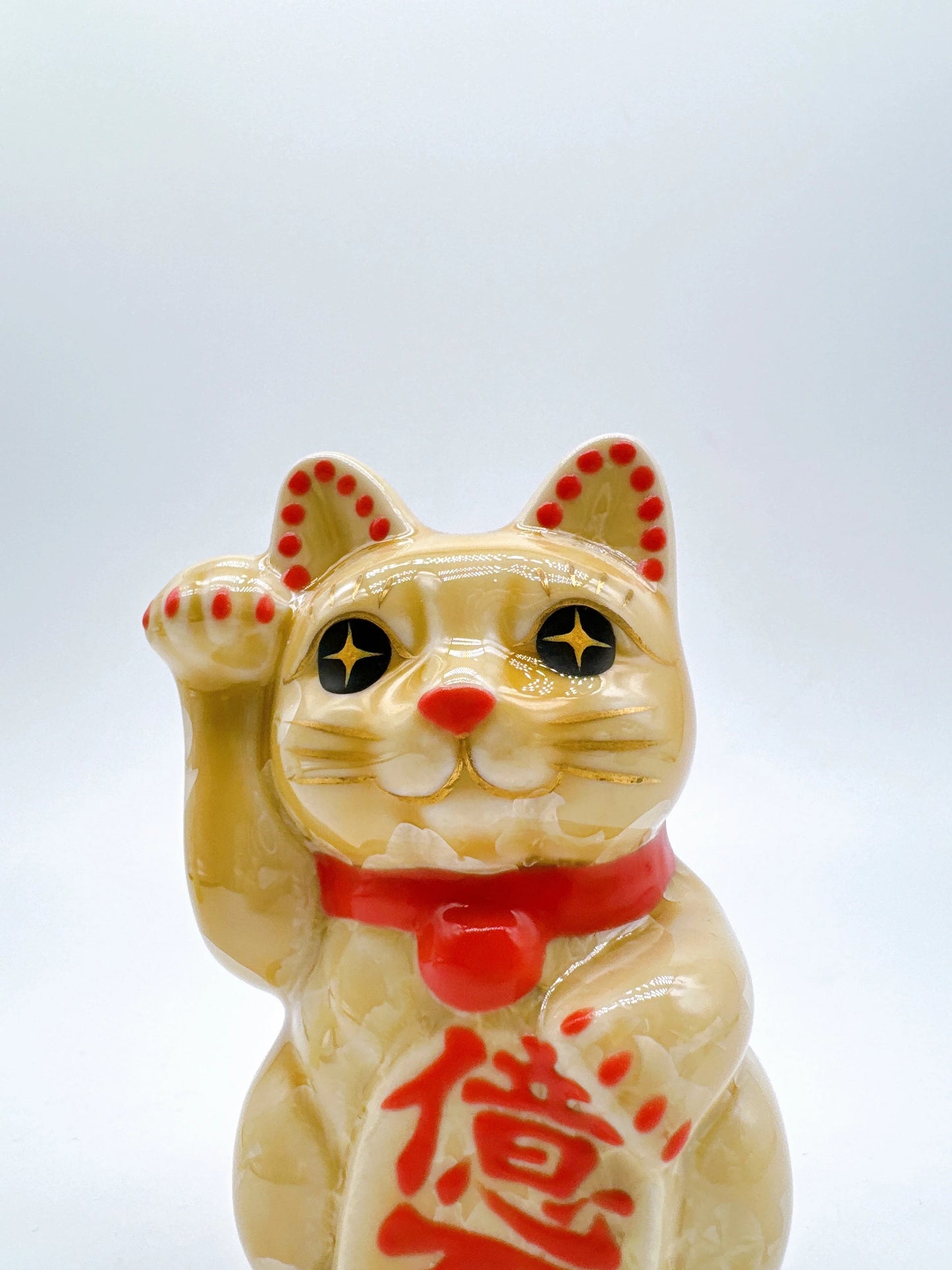 日本清水烧招财猫 花结晶 金花 亿万两 右 特小