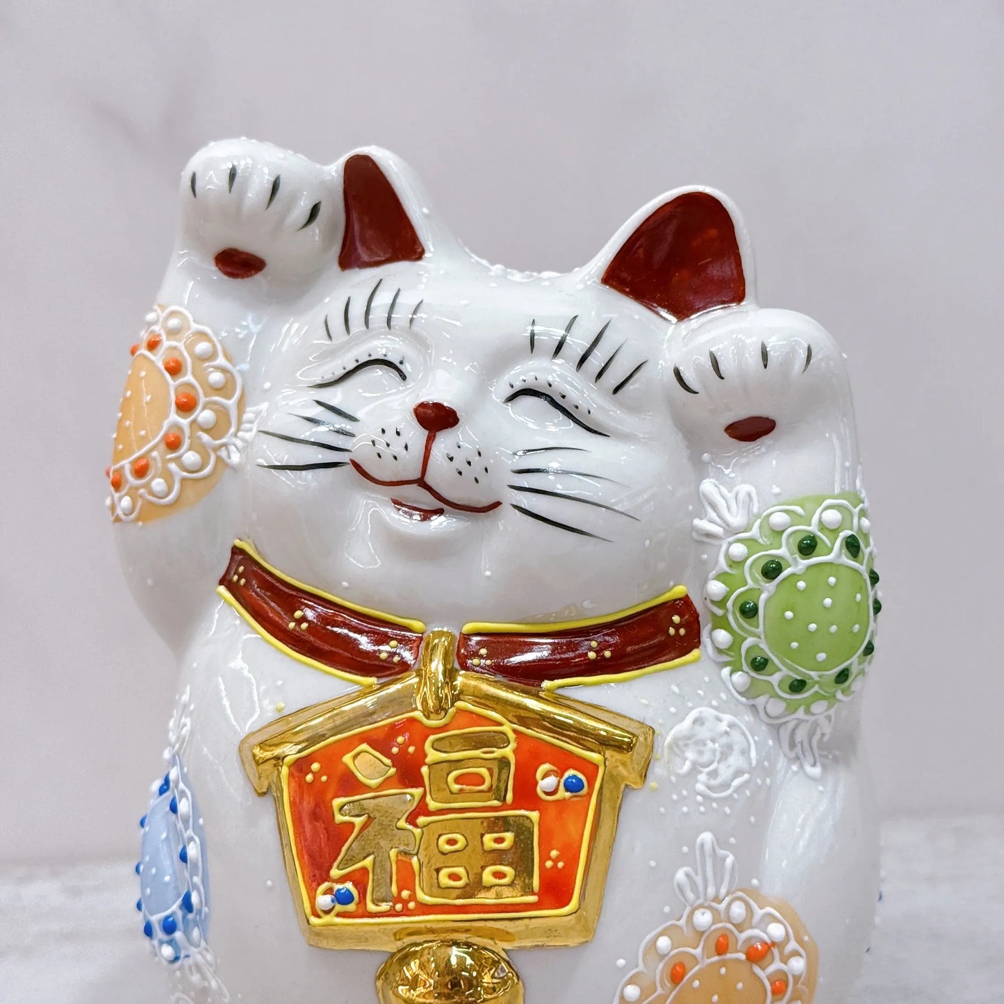 Japanese Kutani ware Lucky Cat Ema