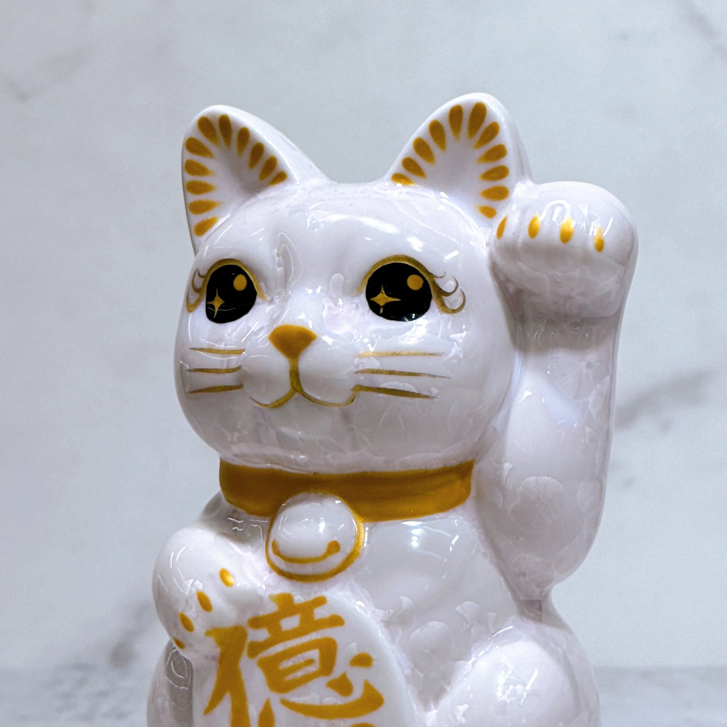 日本清水燒招財貓 花結晶 桃 億万両 左
