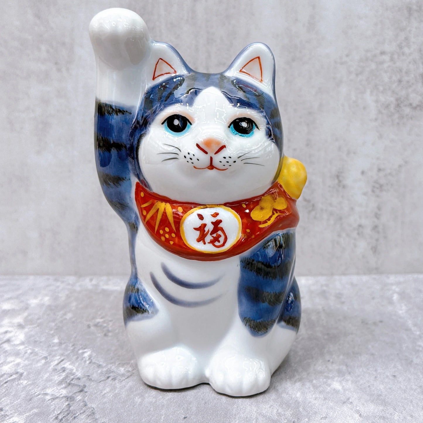 日本九谷燒招財貓 青九谷 4號