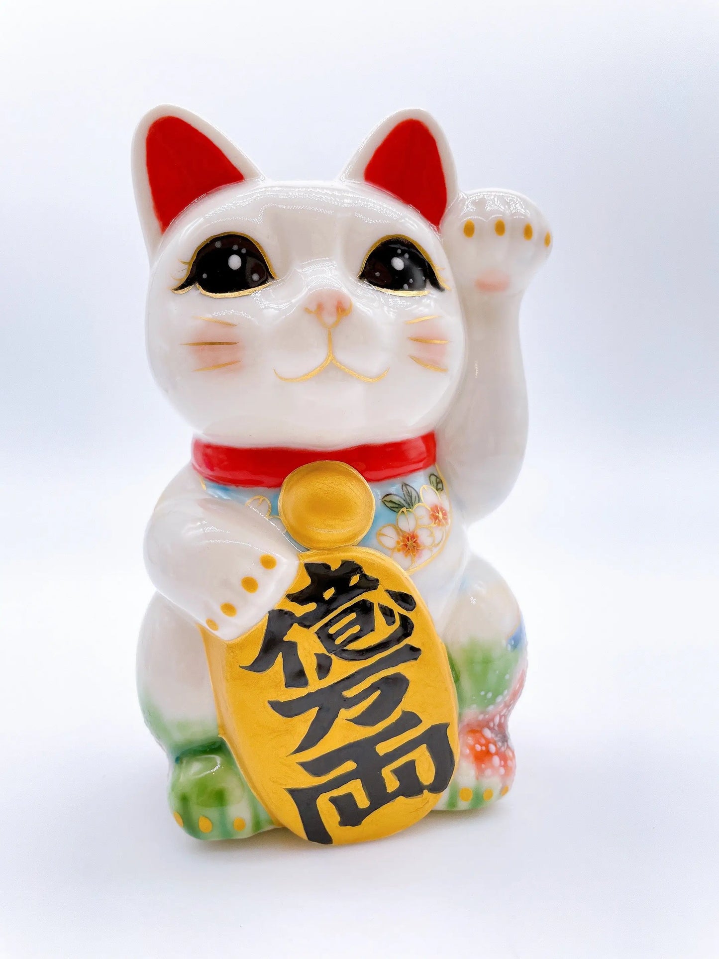 日本清水烧招财猫 富士山之五重塔