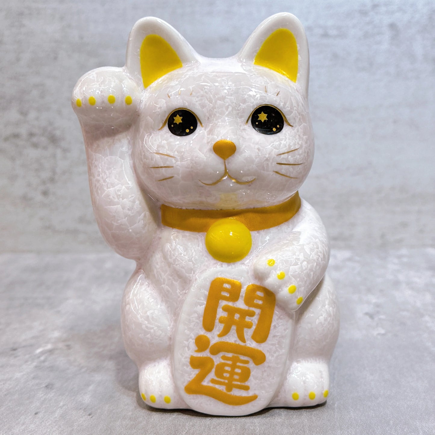 日本清水燒招財貓 花結晶 粉 開運 右