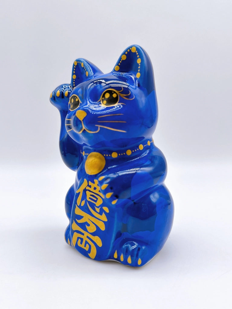 日本清水烧招财猫 琉璃 亿万两 右