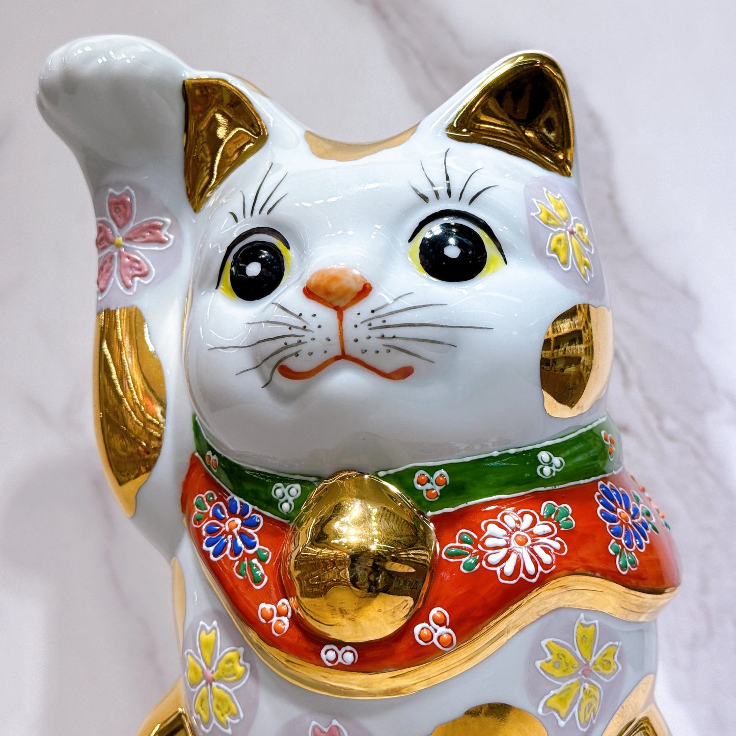 日本九谷燒招財貓 金櫻盛 8號