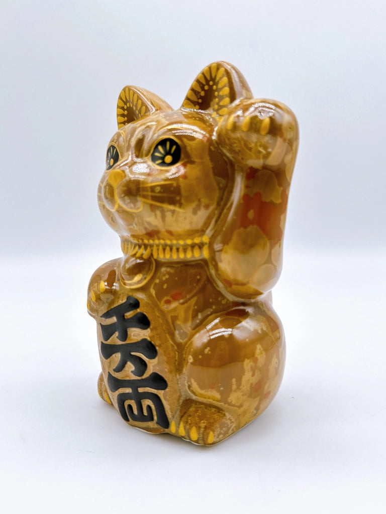 日本清水烧招财猫 古地朱茶 千万两 左