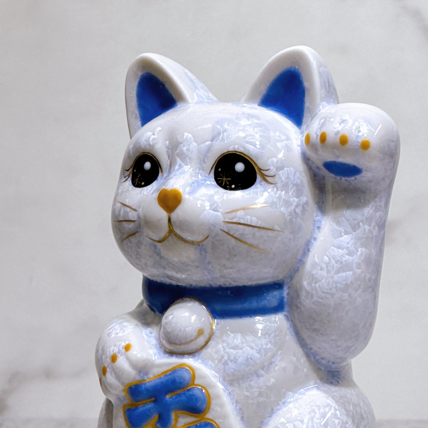 日本清水烧招财猫 花结晶 藤 千万两 左