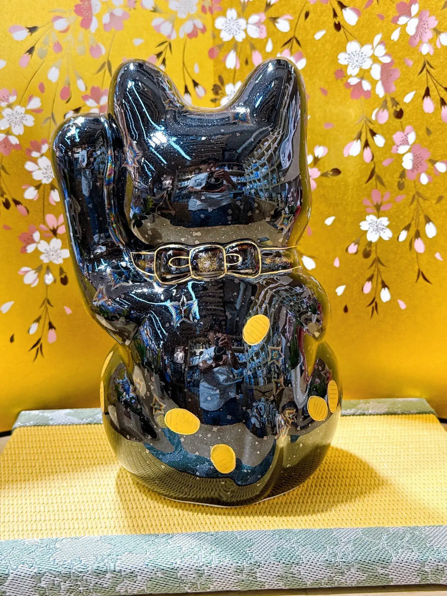 日本清水燒招財貓 星結晶 金幣 特大