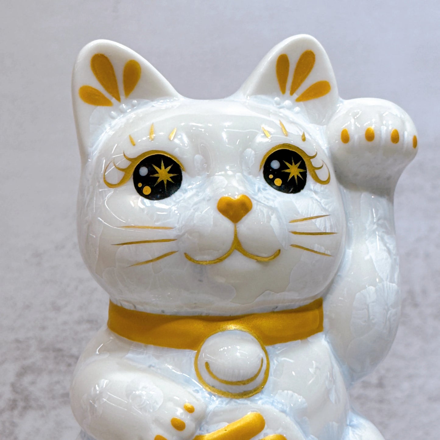日本清水燒招財貓 花結晶 青白 千万両 左