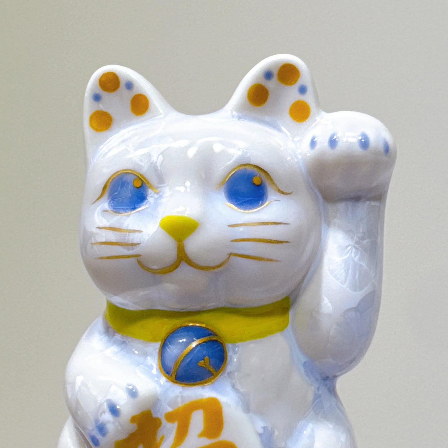 日本清水燒招財貓 花結晶 藤 招福 左 特小