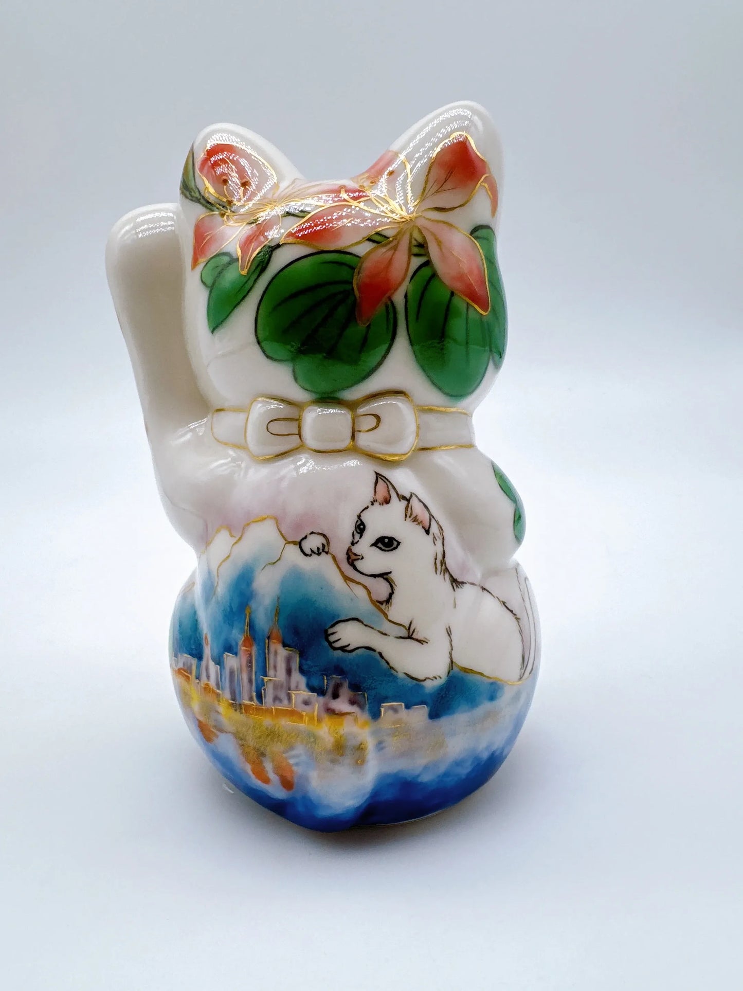 日本清水烧招财猫 色绘 香港猫观
