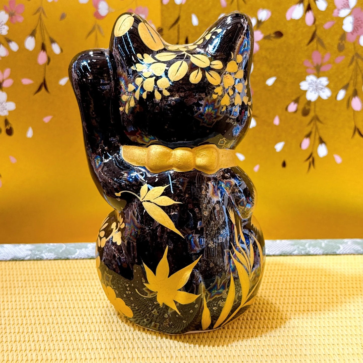 日本清水烧招财猫 星结晶 金彩日和