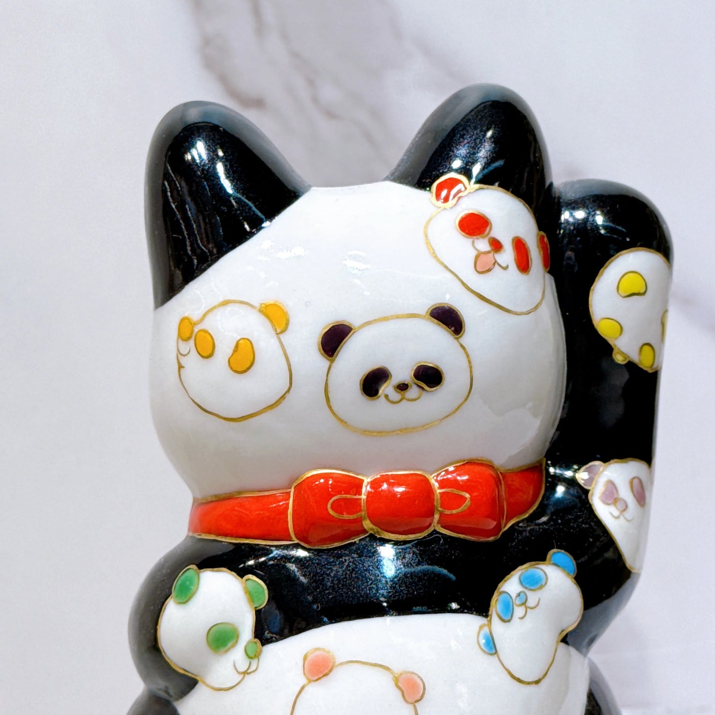 日本清水烧招财猫 十个熊猫 亿万两