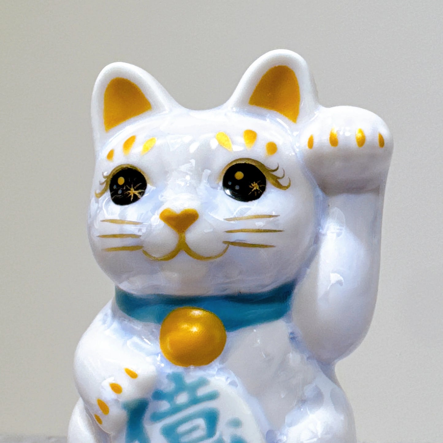 日本清水燒招財貓 花結晶 藤 億万両 左 特小
