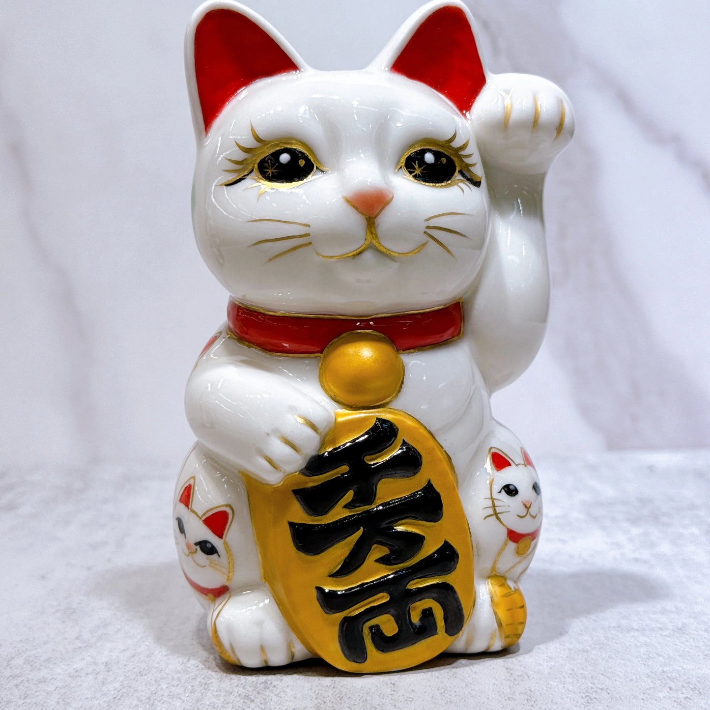 日本清水烧招财猫仫绘白地猫阵